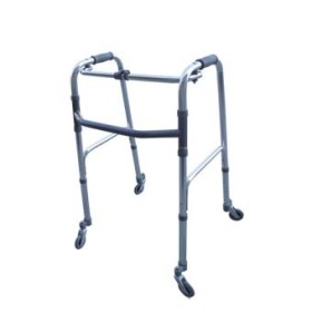 Foldable rollator, height-adjustable with 4 swivel castors
