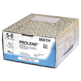 Suture monofilament ethicon prolène bleu - aiguille 5/0 19 mm fs-2 - pack. 36 pièces.