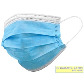Gisafe filterend chirurgisch masker 98% 3-laags type IIR met elastische banden - volwassenen - lichtblauw - individueel verpakt 