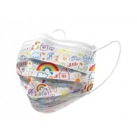 Gisafe filterend chirurgisch masker 98% 3-laags type IIR met elastische banden - pediatrisch - cartoon - flowpack - pak van 10 s