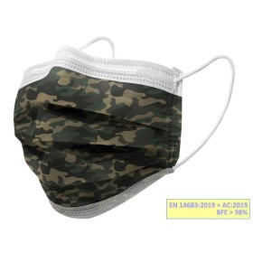 Gisafe Filterend Chirurgisch Masker 98% 3-laags Type IIR met Elastische Banden - Volwassenen - Militair - Flowpack - Pack 10 stu