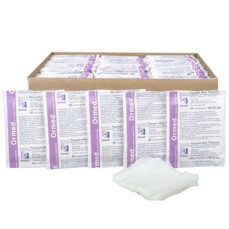 Gasa no tejida 10x10cm - bolsa de 25 - pack 100 uds.