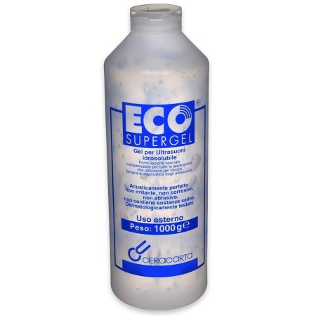 Gel transparent pentru ultrasunete și lumină pulsată Eco Supergel Clear în flacon de 1 l.