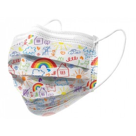 Gisafe 98% 3-ply filtering surgical mask type iir with elastic bands - adults - cartoon - flowpack - pack 10 pcs.