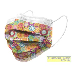 Gisafe filterend chirurgisch masker 98% 3-laags type IIR met elastische banden - volwassenen - kleuren - flowpack - pack 10 stuk