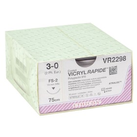 Sutura assorbibile ethicon vicryl rapid - 3/0 ago 19 mm - conf. 36 pz.