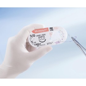 Monosyn suture assorbibili in gliconato, ago 1/2 tagliente 18mm, USP 4/0 - filo incolore 70cm - 36 pz.