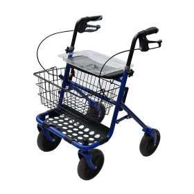 Blue Folding Steel Rollator with 4 Wheels