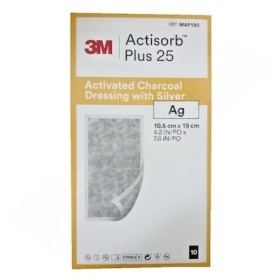 Pansement au charbon actif 3M Actisorb Plus 25 avec argent, MAP190, 10,5 cm x 19 cm - 10 pcs.
