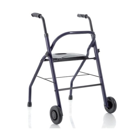 Fällbar rollator i lackerat stål - 2 hjul - med säte och korg - Zeus