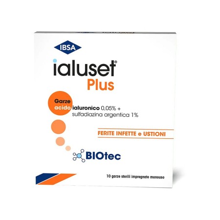 Ialuset Plus Garze Impregnate Sterili per Ferite Infette e Ustioni 10x10 cm 10 pz.