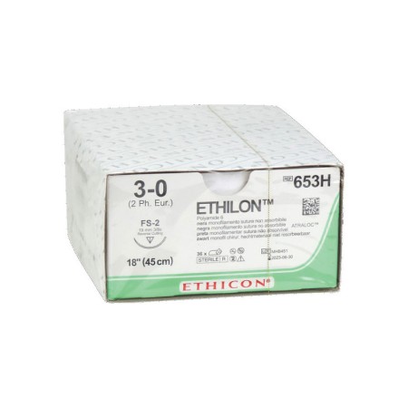Sutura monofilamento ethicon ethilon - 3/0 ago 19 mm fs-2 - conf. 36 pz.