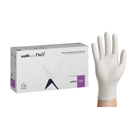 Guanti in nitrile bianchi senza polvere easyCARE nitrile flex - 100 pz.