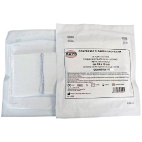 Sterilna bombažna zložena gaza obkladek 10 x 10 cm 16 plasti - 10 kos. Sterilna bombažna zložena gaza obkladek 10 x 10 cm 16 plasti - 10 kos.