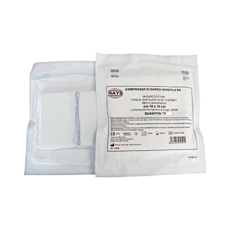 Sterile cotton folded gauze compress 10 x 10 cm 16 layers - 10 pcs.