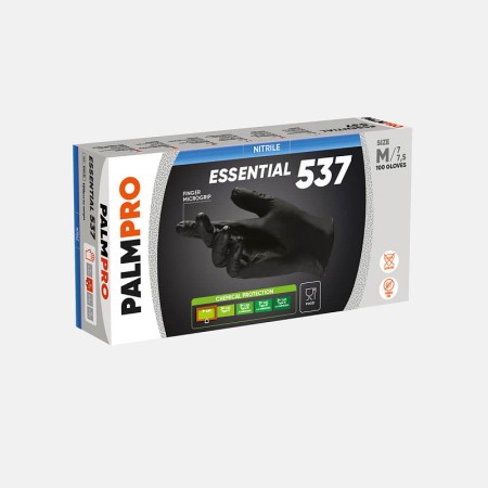 Guanti in nitrile neri senza polvere PALMPRO ESSENTIAL 537 - 100 pz.